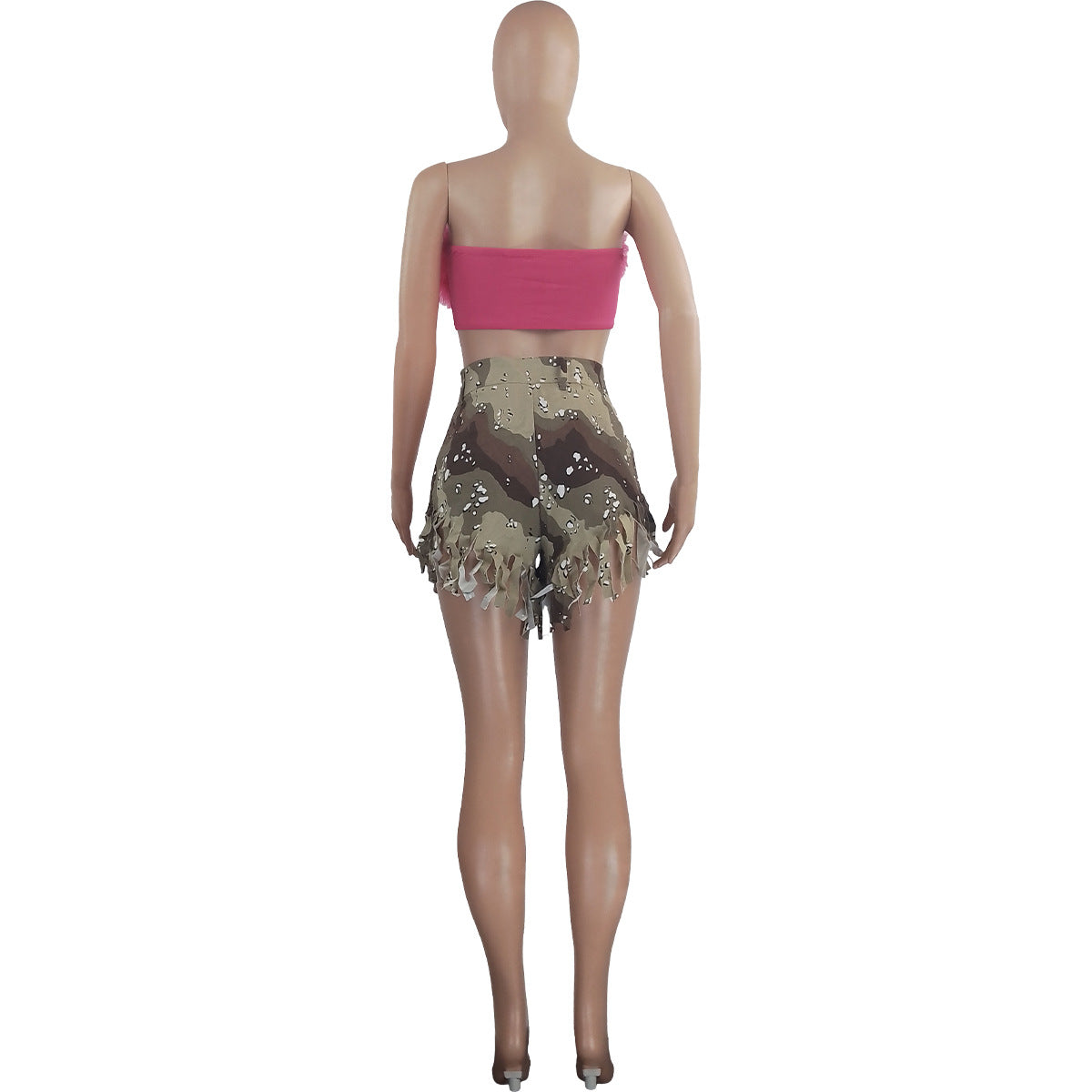 Fashionable Women's Camouflage Tassel Shorts 7
