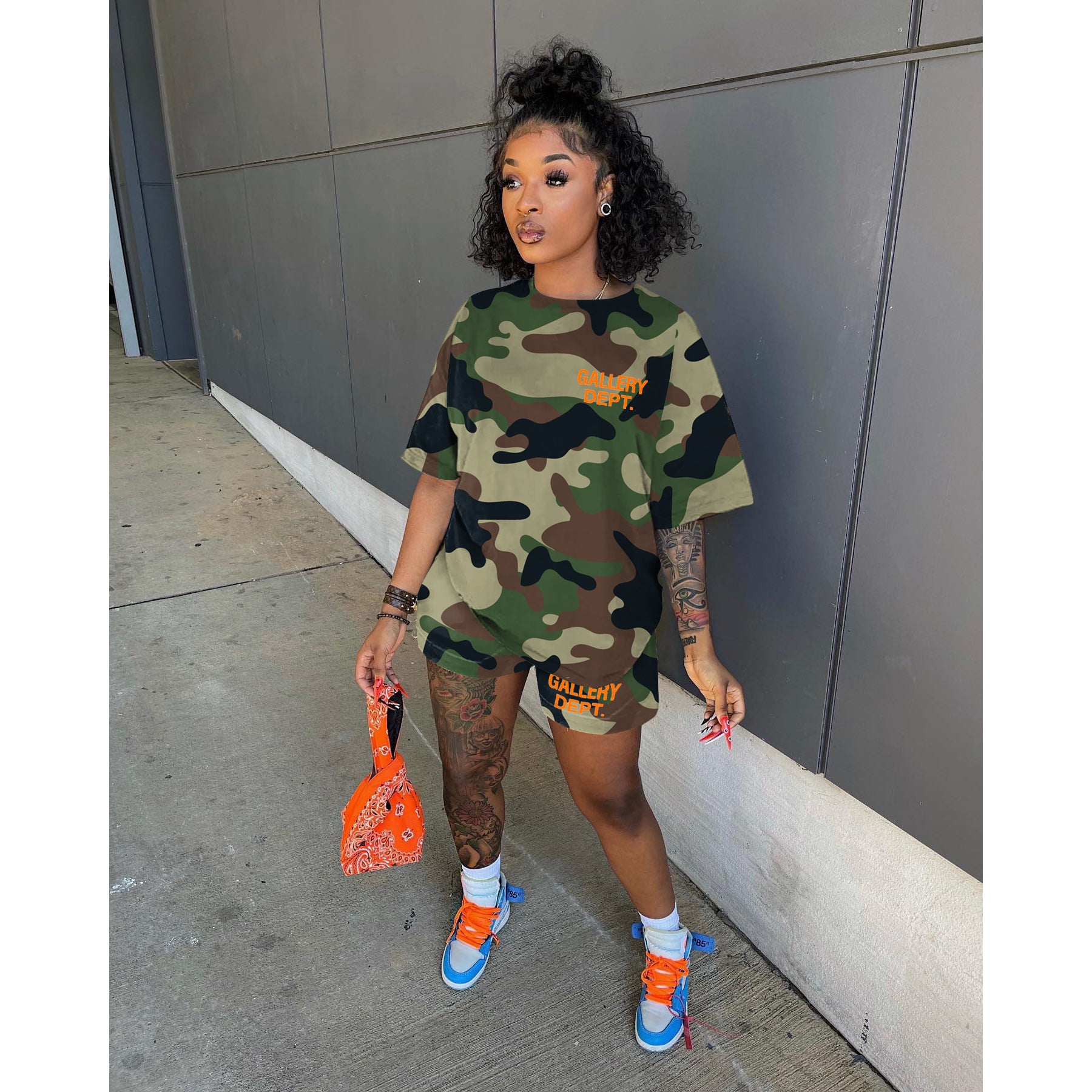 Women's Summer Fashion Letter Camouflage Print Two Piece Suit Women 8