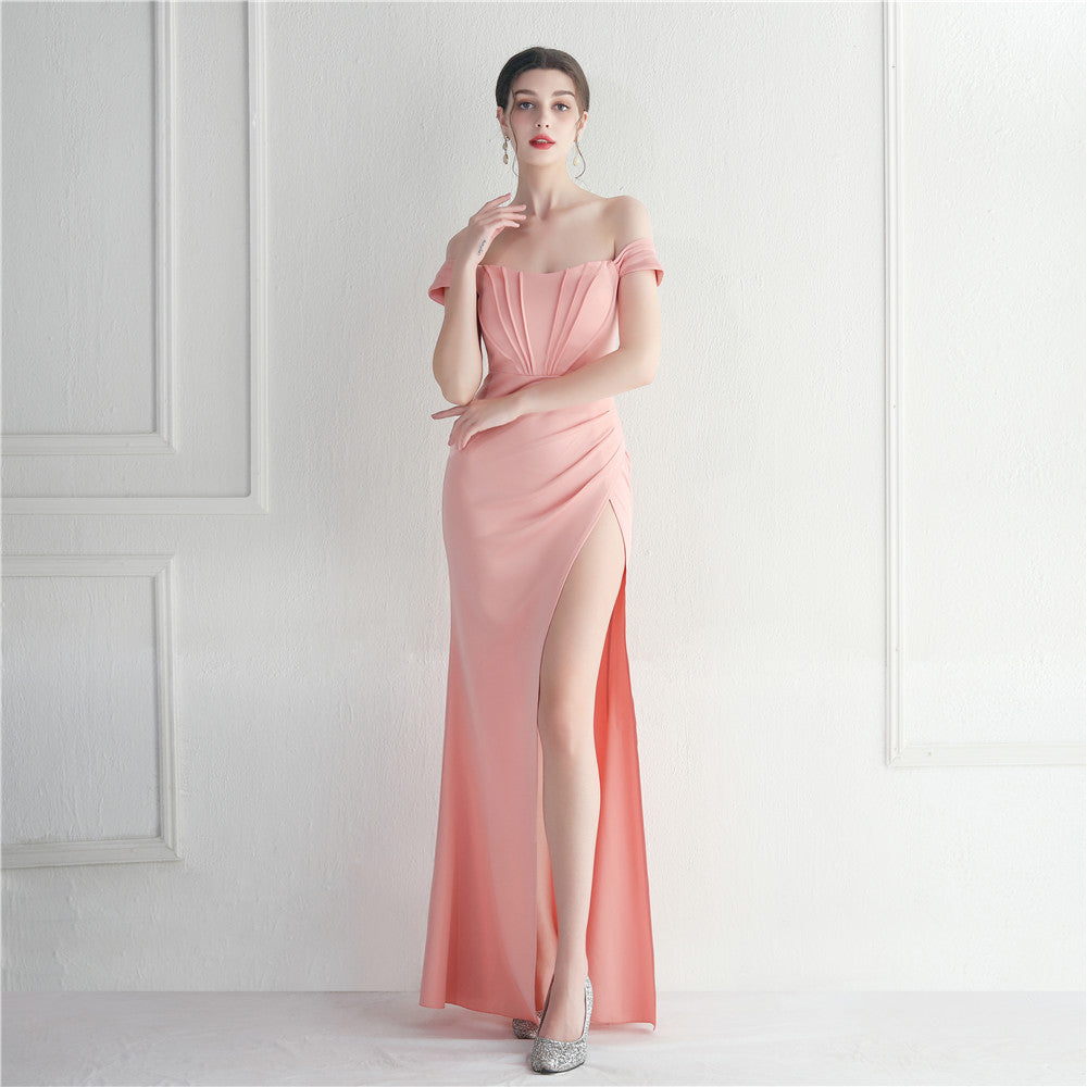 Off Shoulder Slit Sexy Club Dress Wedding Dinner Off Shoulder Dress 16