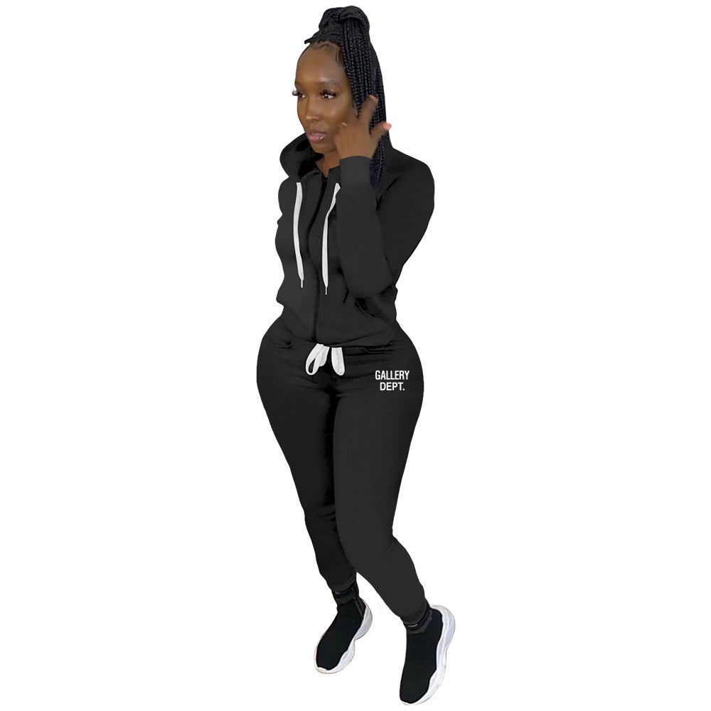 Women'S Fashion Casual Sports Solid Color Suit Two Piece Tracksuit 7