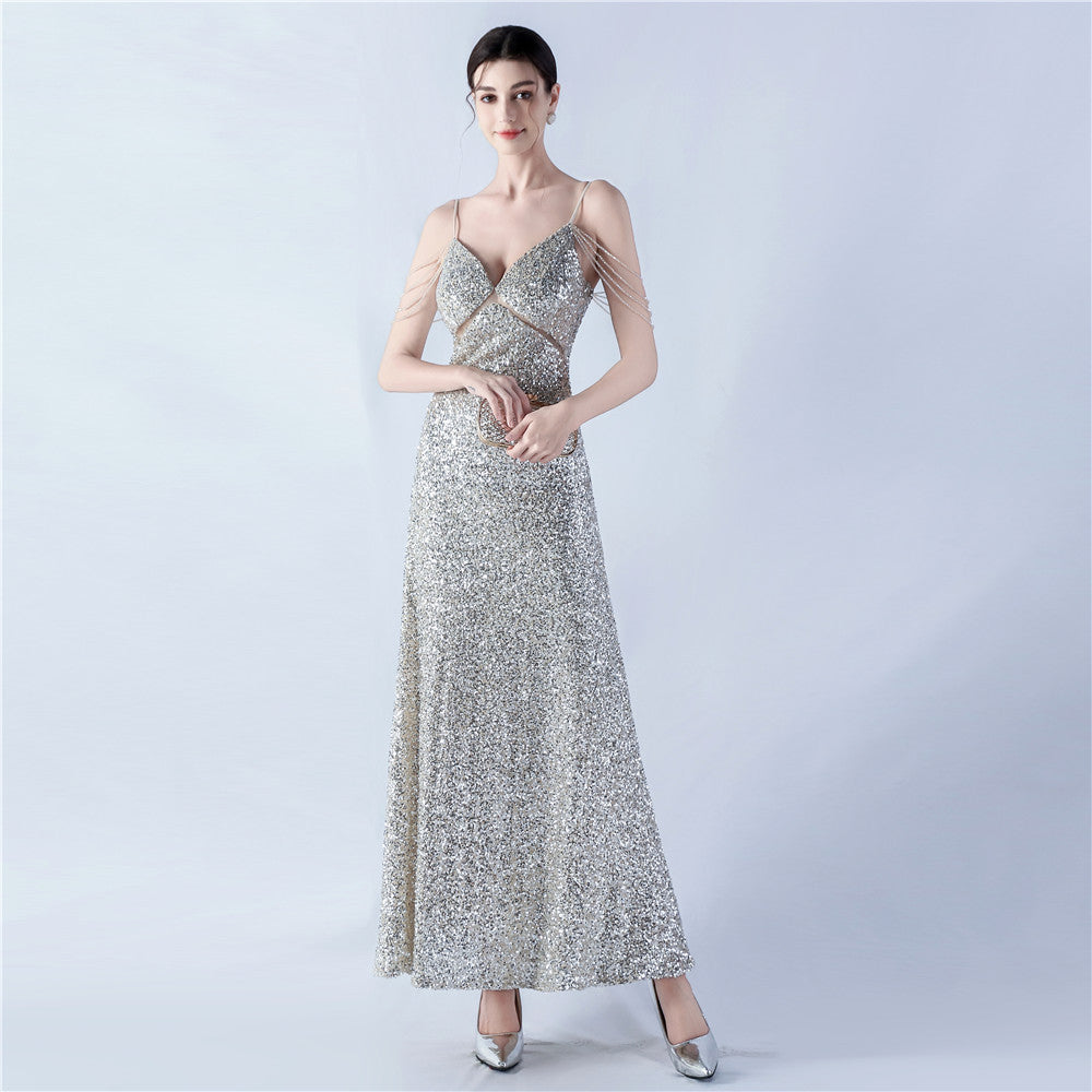 Women mesh sequined evening dress 18