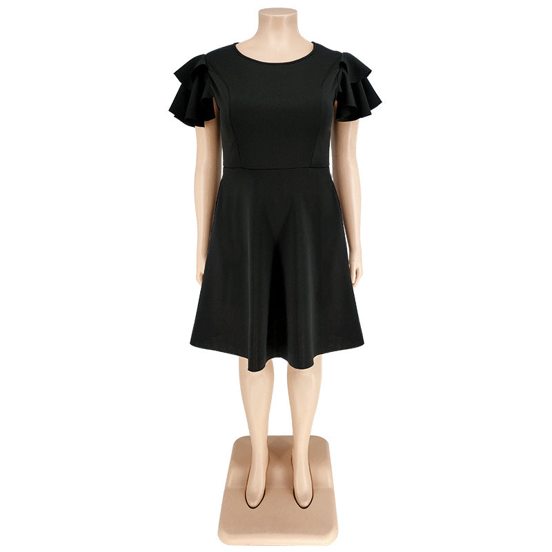 Plus Size Women Ruffles Short Sleeve Dress 21