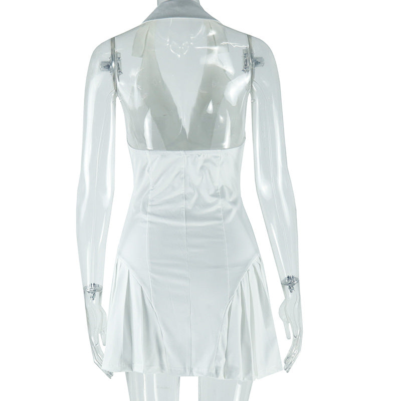 Sexy Fashion Slim V-Neck Halter Neck Dress Women's Low Back Sleeveless Bodycon Trend Dress 11