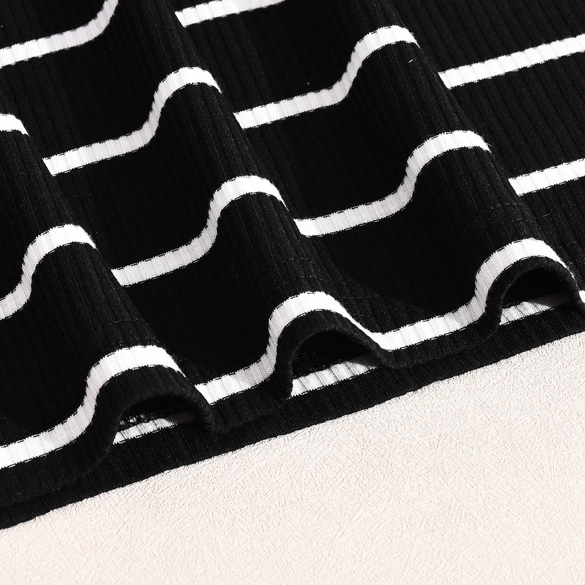 Women Fall/Winter Striped Off-Shoulder Crop Top and Skirt Two-Piece Set 12