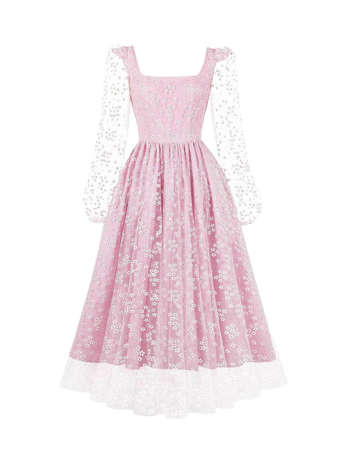 Women French retro long sleeve dress 3