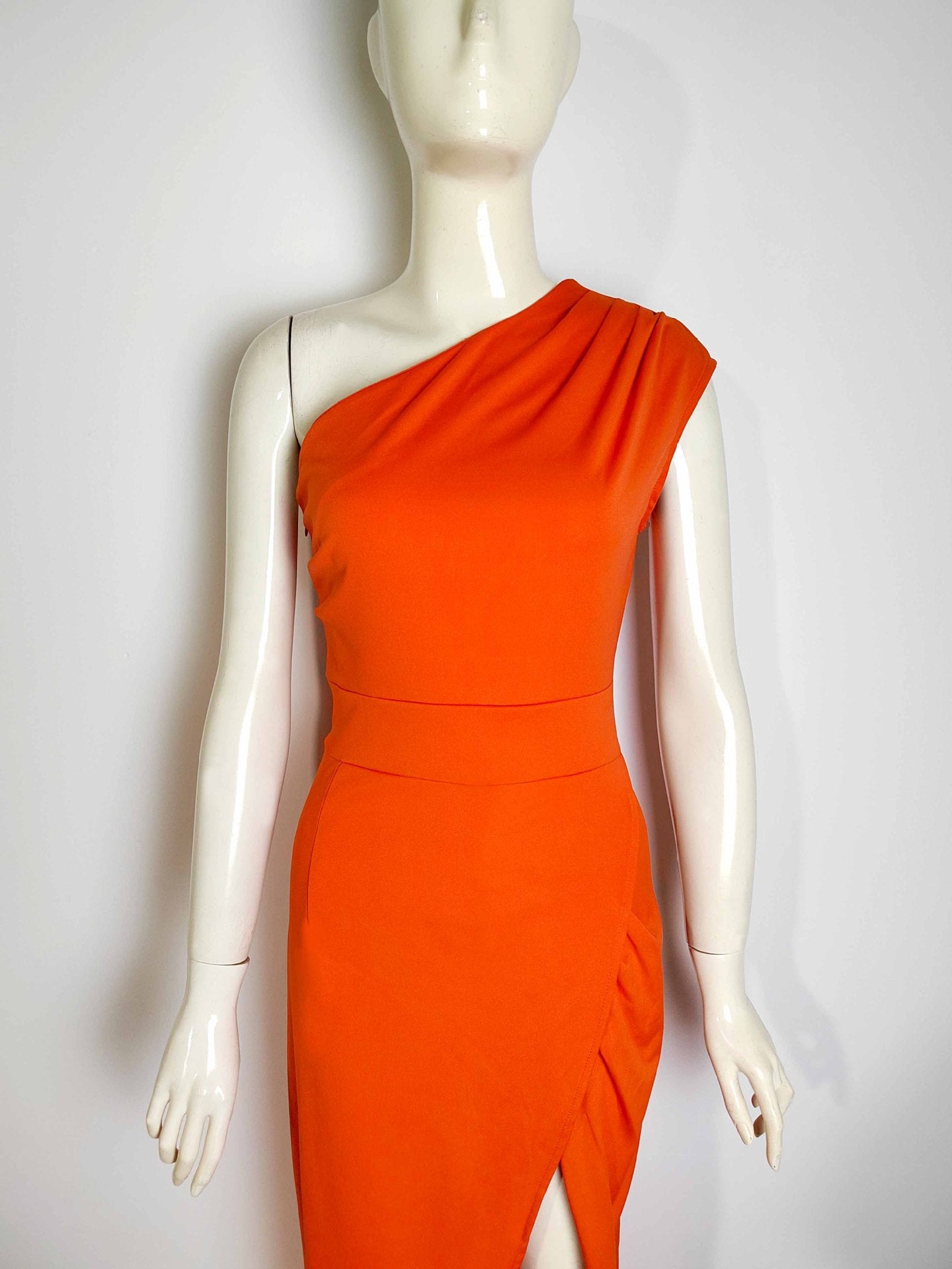 Women 's One Shoulder High Waist Front Slit Chic Dress 33