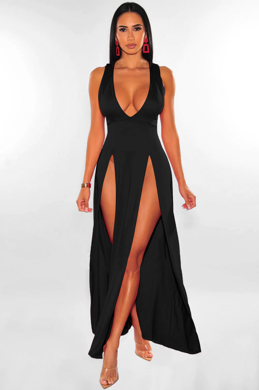 Summer deep v slit multicolor bandage nightclub dress 12