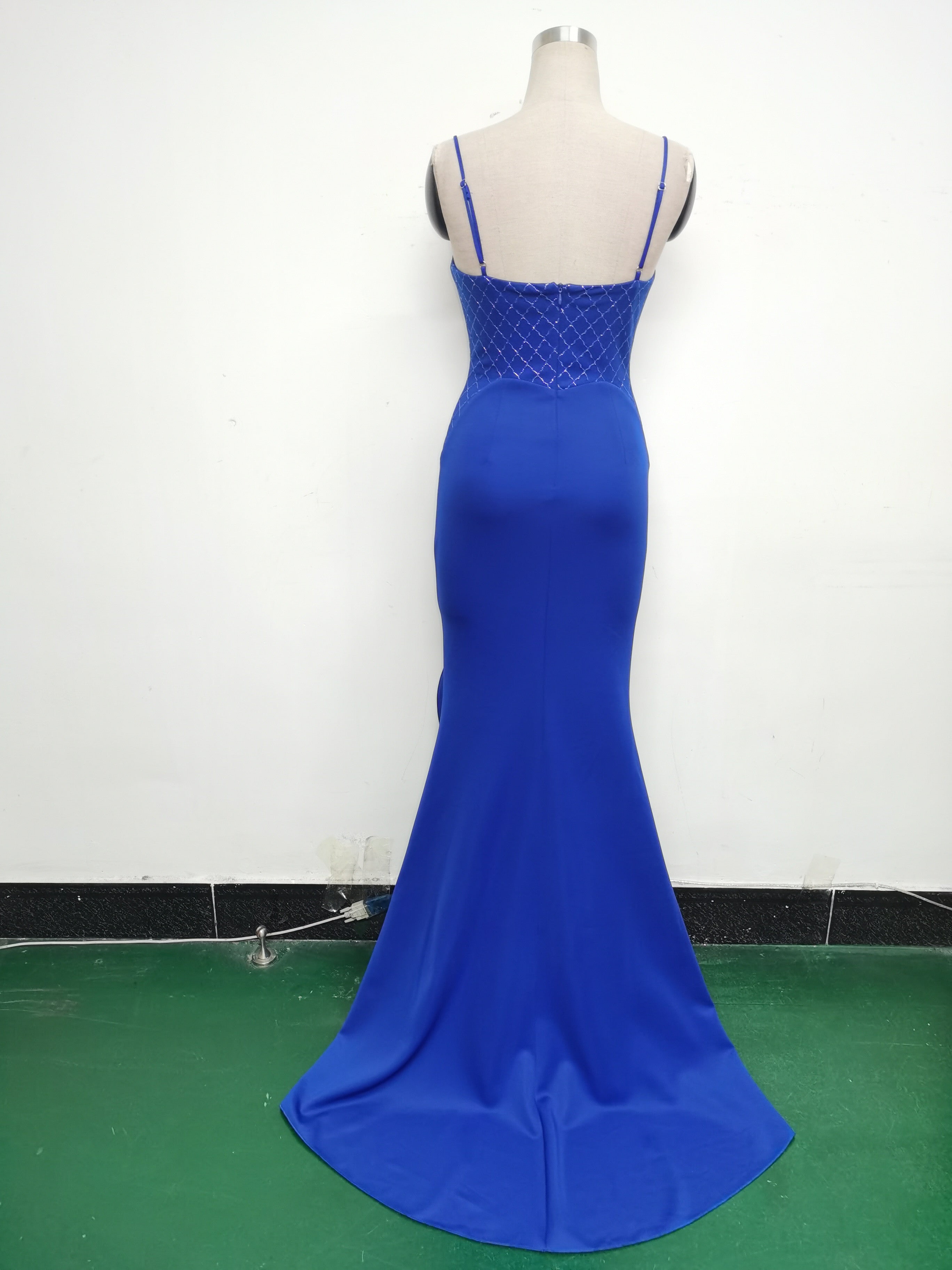 Women Fishbone Lace Sequin Formal Dinner Wedding Fishtail Evening Dress 36