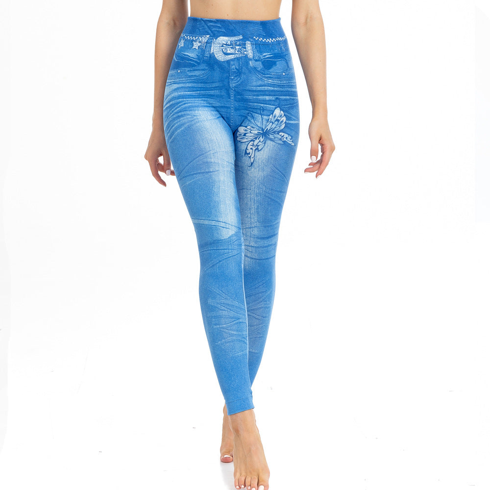 Women Belt Printed Butterfly Legging 9