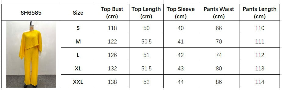 Women's Pleated Slash Shoulder Top and Pants Africa Chic Set 20