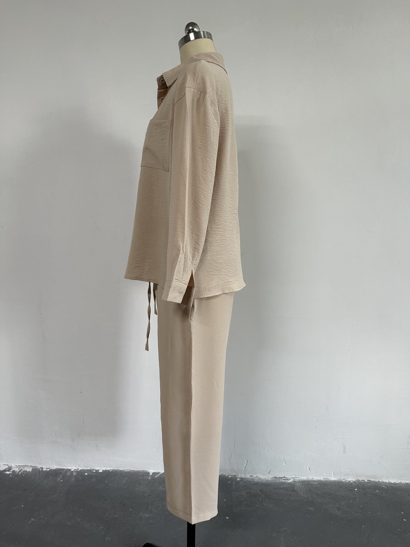 Plus Size Women's Fall Casual Loose Shirt Coat Cropped Sport Harem Pants Two-Piece Set 22