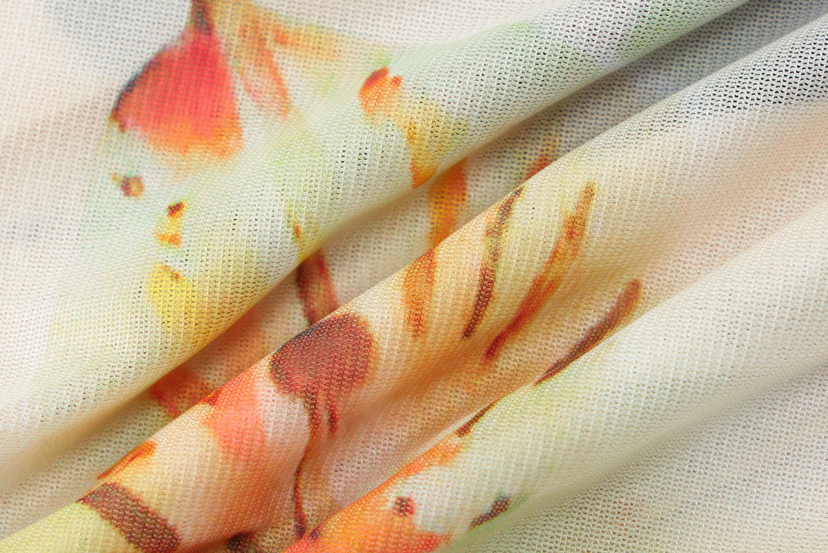 Autumn Women's Sexy Halter Neck Low Back Mesh Patchwork Floral Embellished Top 16