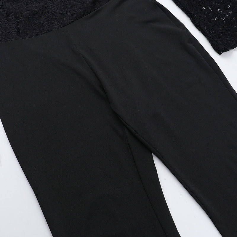 Women Long Sleeve Lace Backless Jumpsuit 16