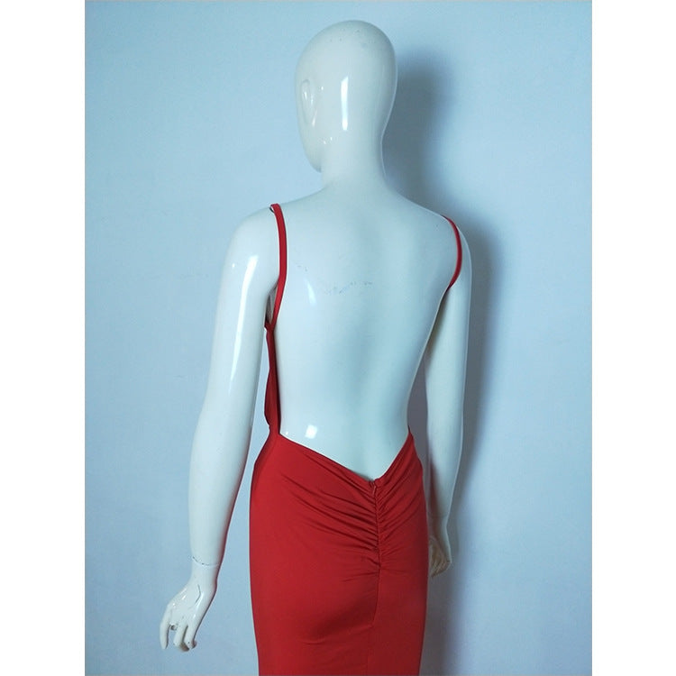 Women 's Fashionable Sexy Strap Low Back Long Cocktail Evening Dress 23