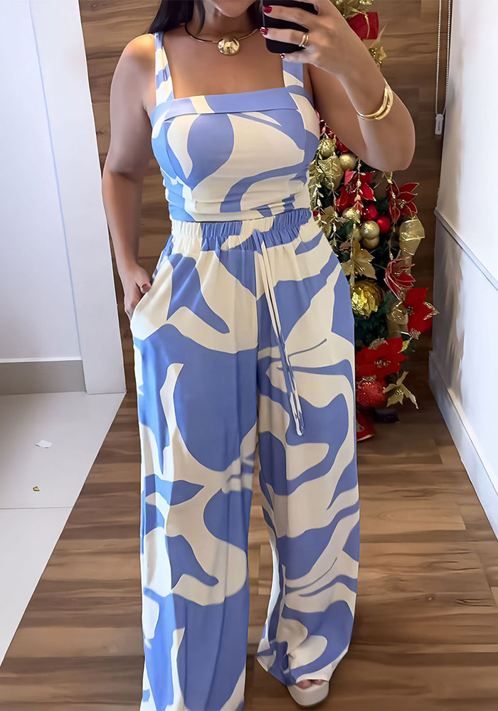 Women's Casual Print Strap Top and Pants Two-Piece Set