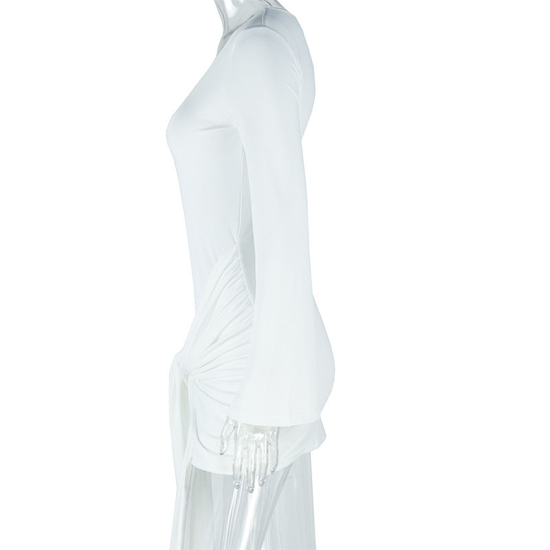 Women Solid Bodycon Off Shoulder Sexy Dress 7