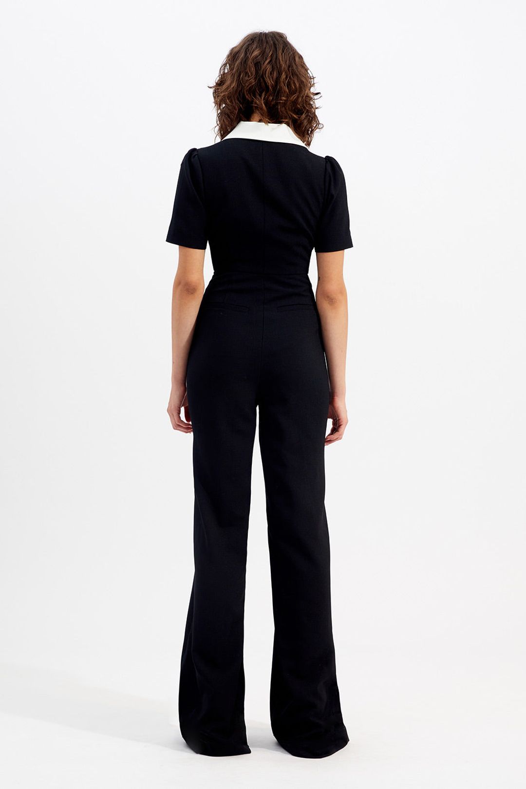 Elegant Career Women Short Sleeve Two Piece Pants Set Office Wear 8