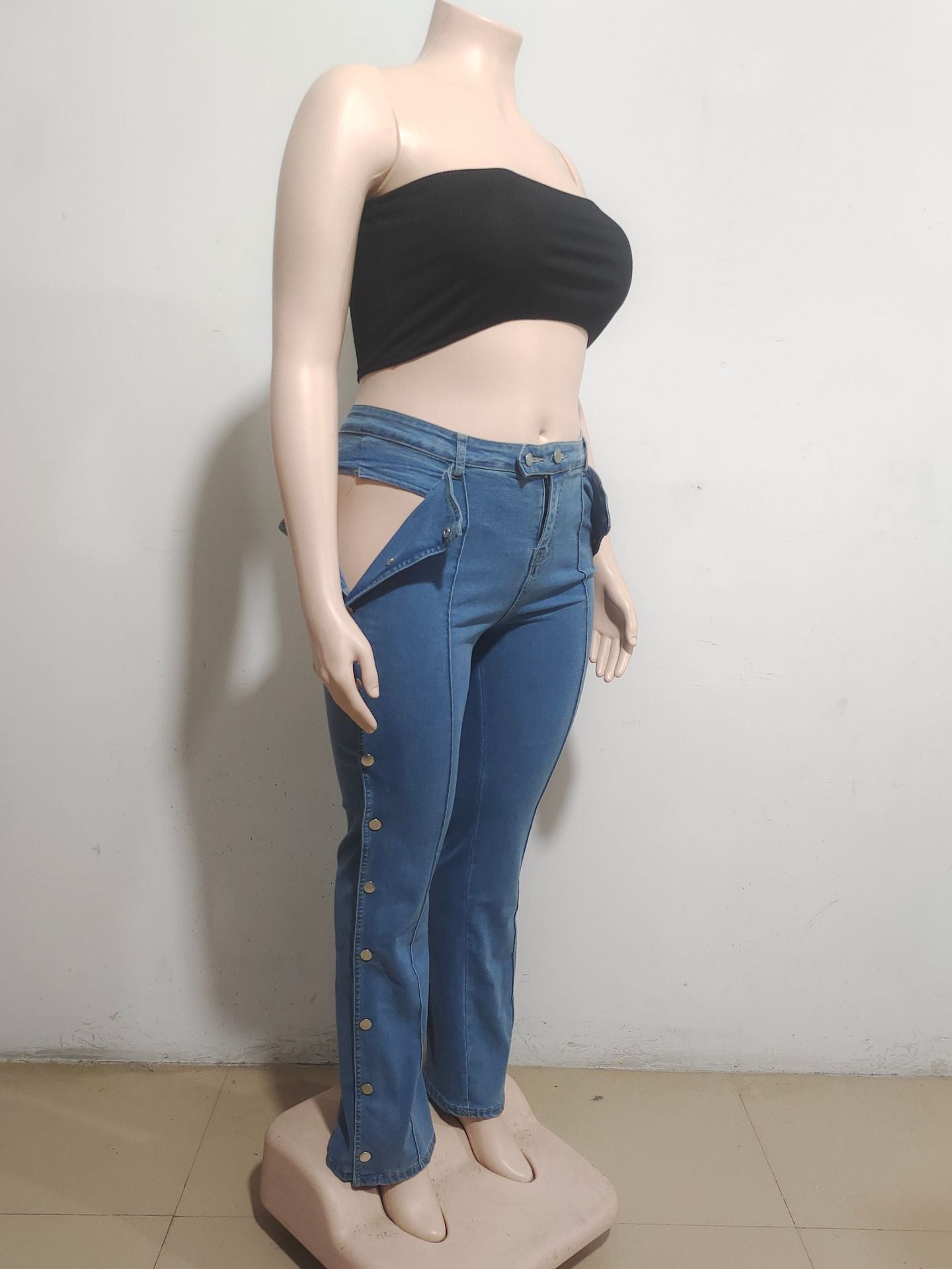 Women Button Casual Denim Pants 5
