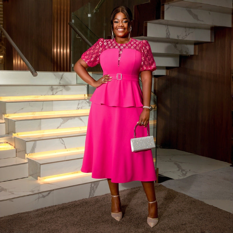 Chic Lace Patchwork Ruffled A-Line Formal Party Dress 3