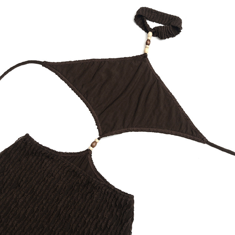 Women Strapless Sleeveless Backless Lace-Up Sexy Mini Dress 17