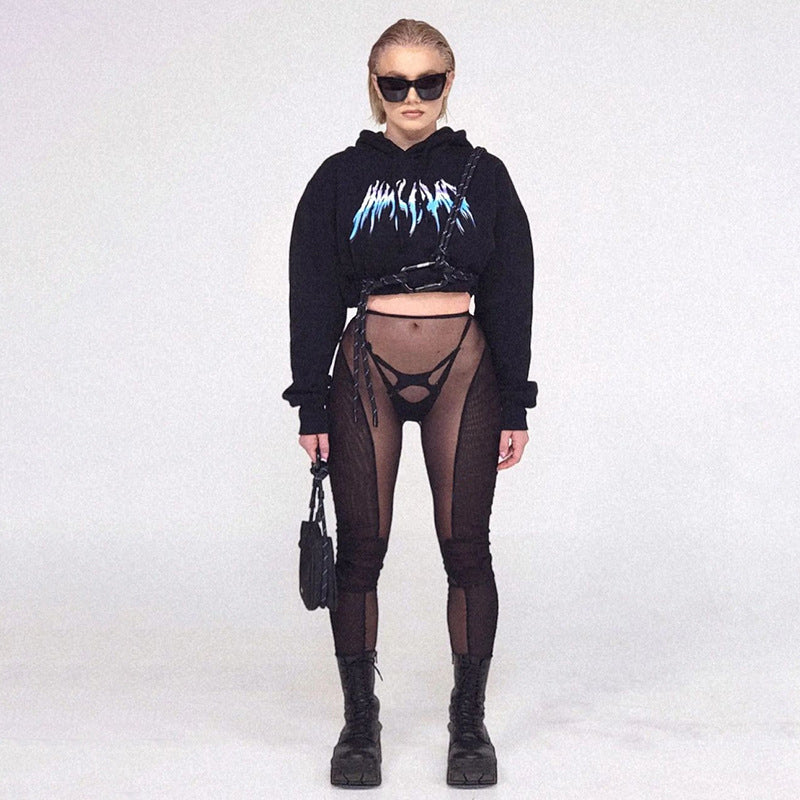 Summer women's sexy mesh see-through high waist slim fit slim breathable pantyhose casual pants 3