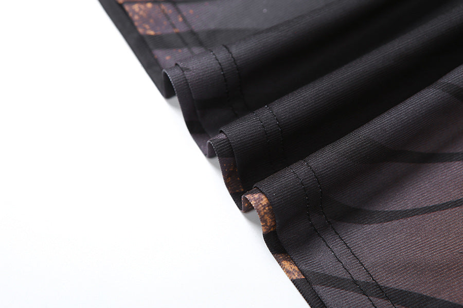 Women Spring and Summer Sexy V-Neck Backless Print Dress 12