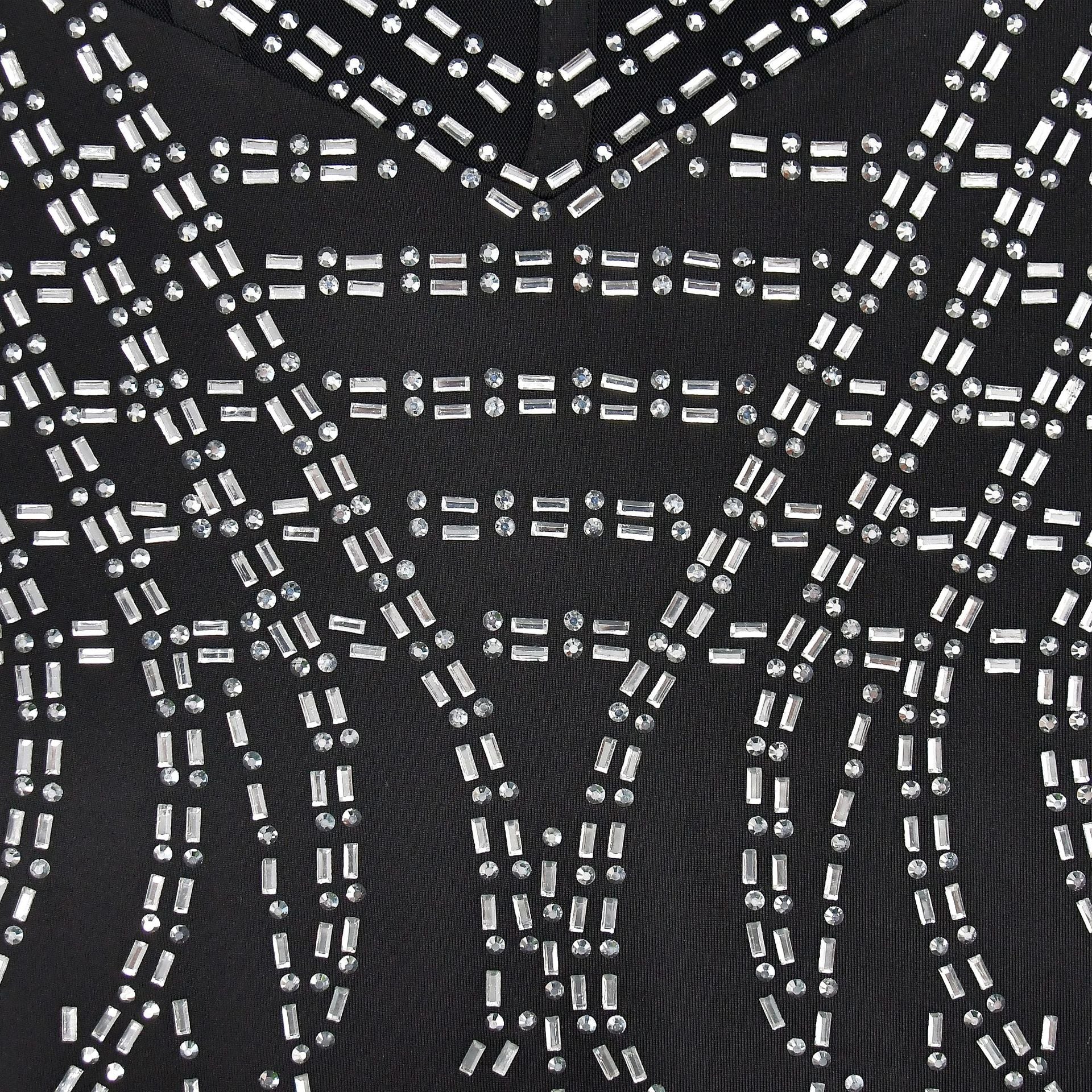 Women's Fashion Solid Color Mesh Beaded Straps Bodycon Club Dress 19