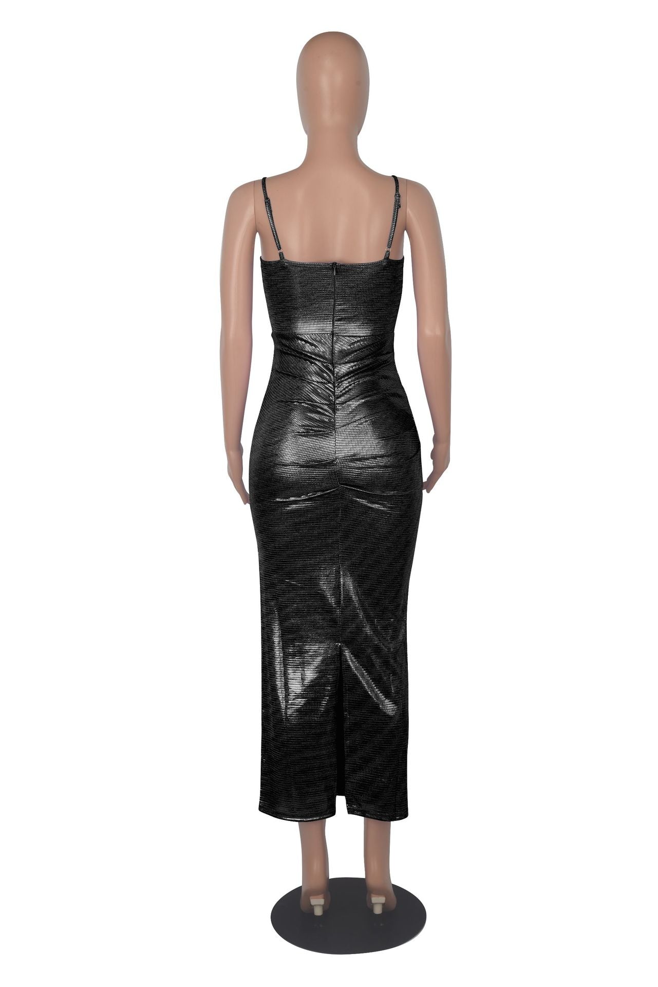 Women Sexy Pleated Straps Bodycon Dress 22