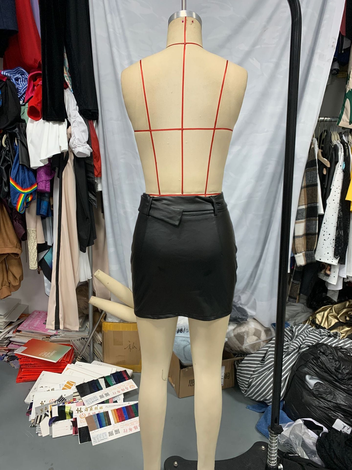 Women Summer Pu Leather Lace-Up Sexy Skirt 8