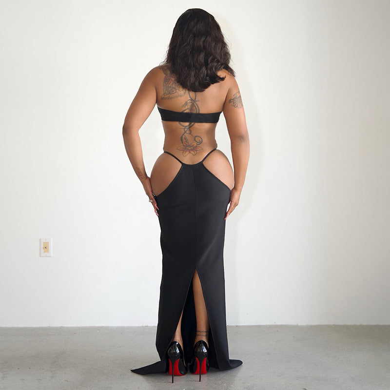 Women's Sexy Low Back Lace-Up Spring Summer Maxi Dress 4