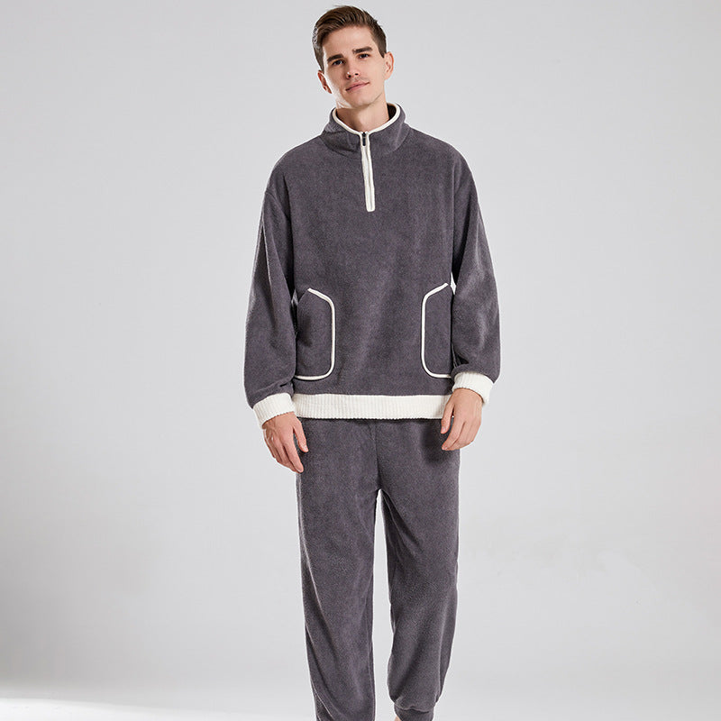 autumn and winter outdoor wear pullover couple home clothesvelvet pajamas for men and women 3