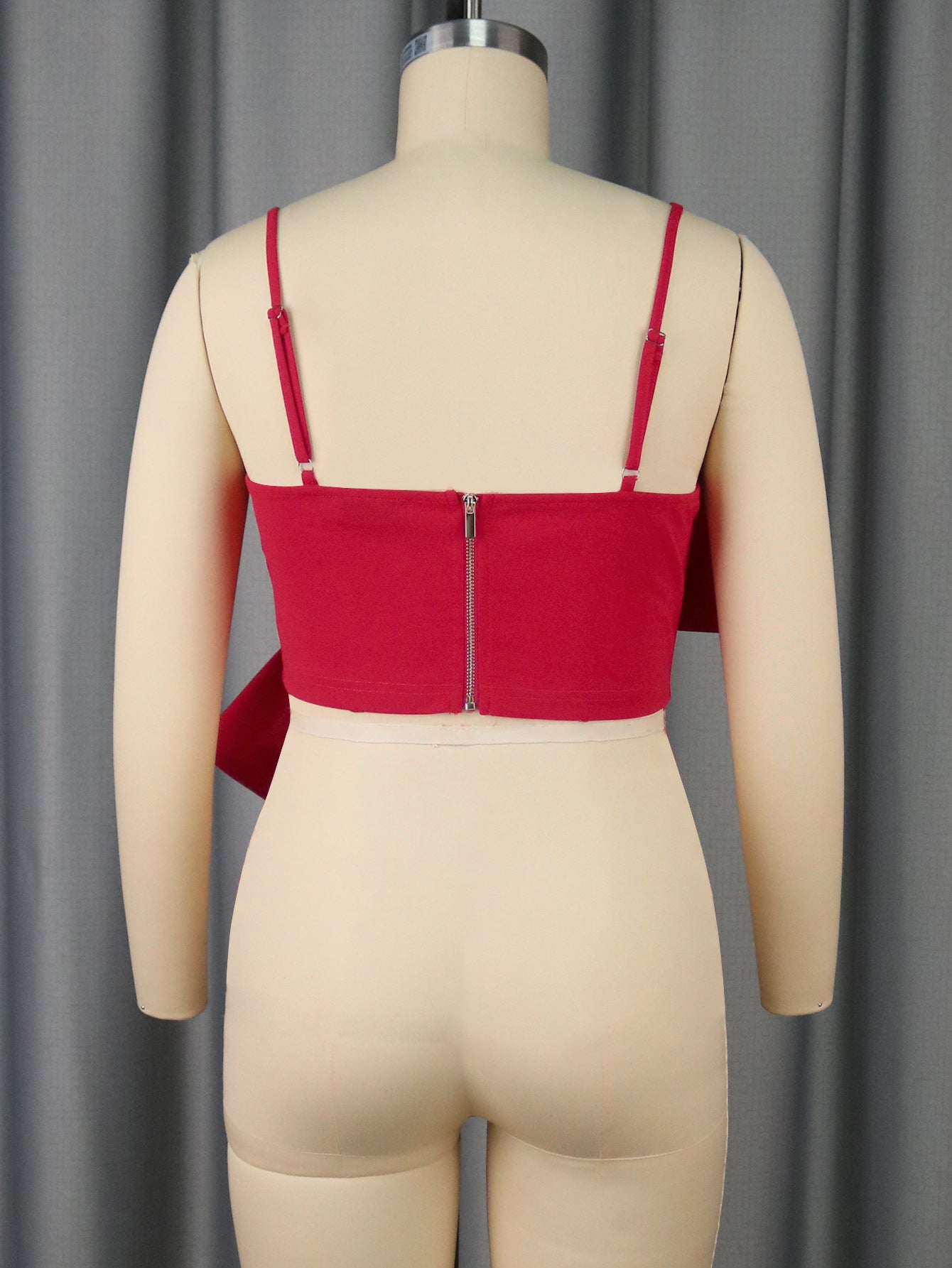 Bow-Detail Sexy Strap Top & Asymmetric Elegant Skirt Two-Piece Set 7