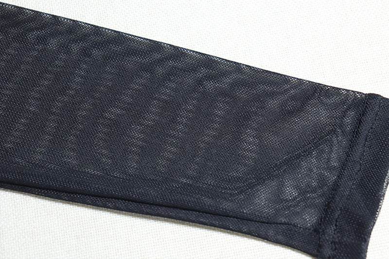 Women Sexy Halter Neck Mesh Patchwork Long Sleeve Dress 11