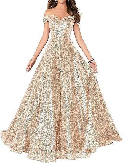 Off Shoulder Prom Evening Gowns Women's Long Sequin Formal Women's Dress（Processing time need 3-6 days） 35
