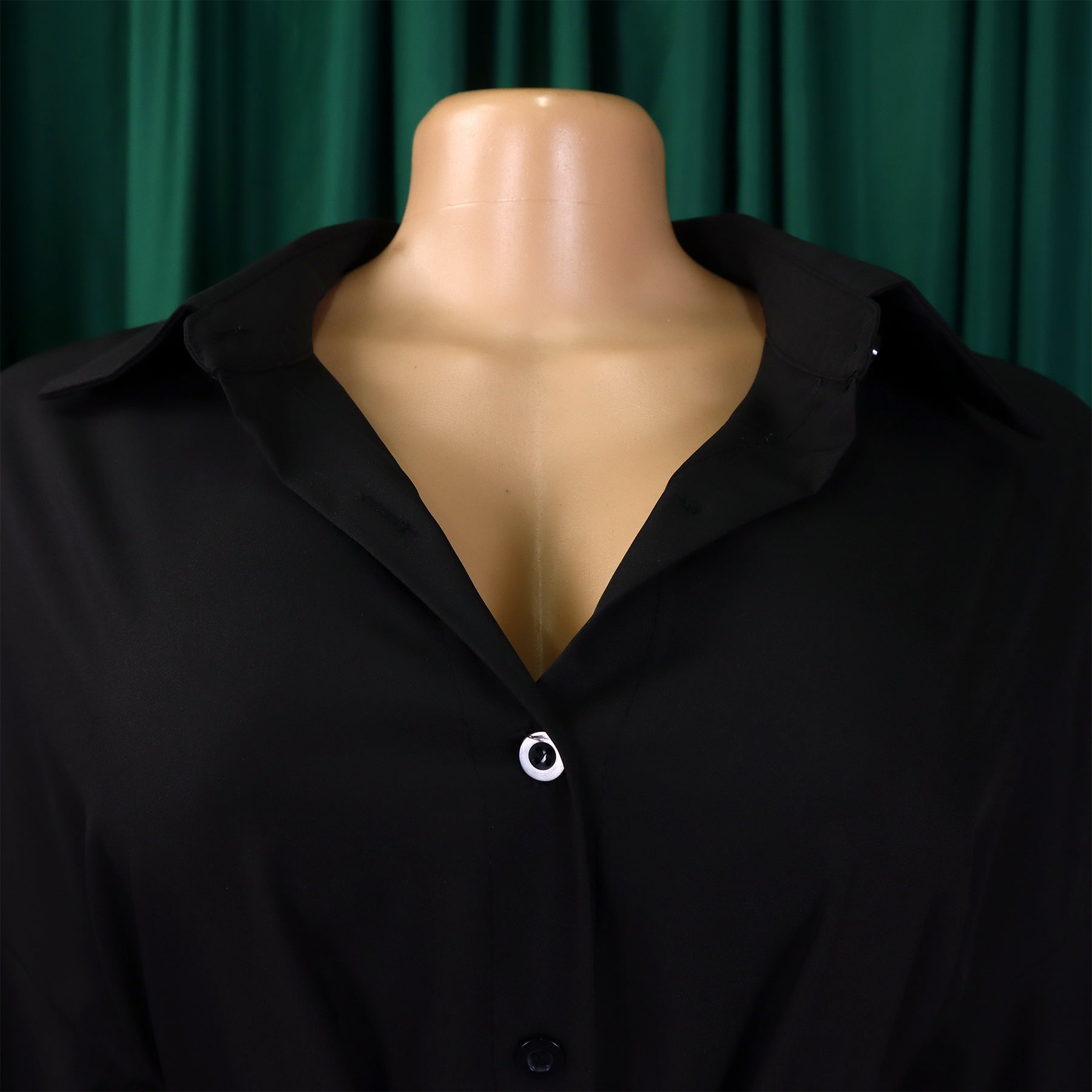 Women's Turndown Collar Solid Color Fashion Loose Casual Button Irregular Shirt Dress 29