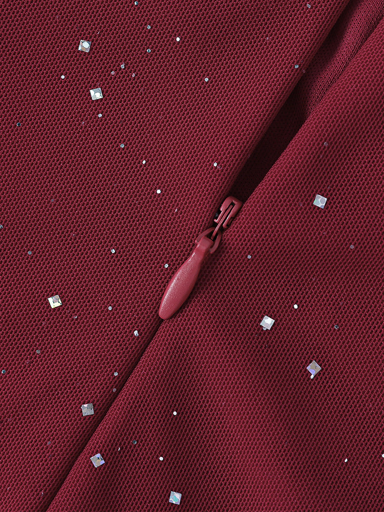 Mesh Bell Sleeve DSequin See-Through Mini Dress 12