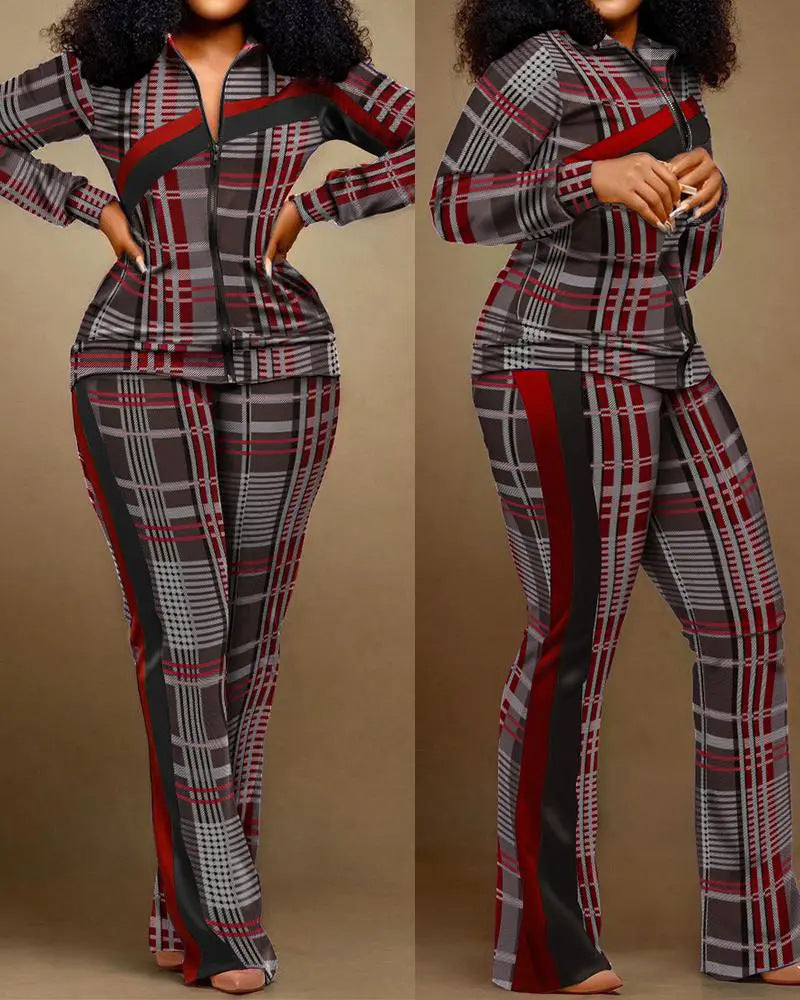 Women Printed Long Sleeve Top and Pant Two Piece 4