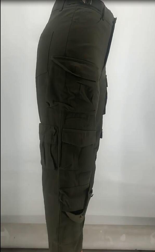 Women Pocket Cargo trousers Wide Leg Straight Washed Denim Pants 8