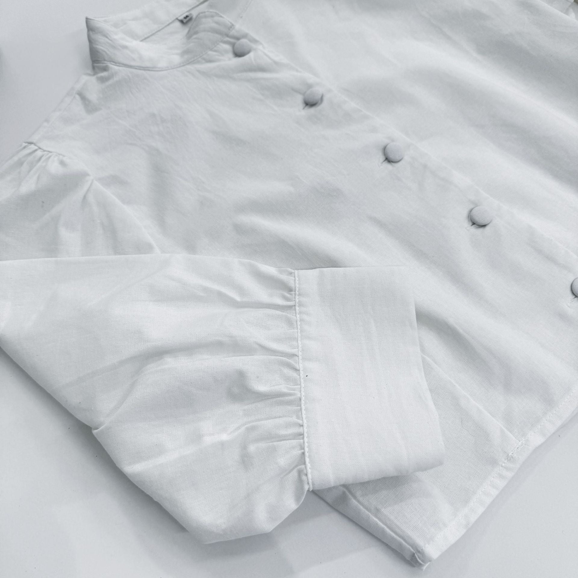 Summer White Lantern Sleeve Shirt & Skirt Two-Piece Casual Office Set 17