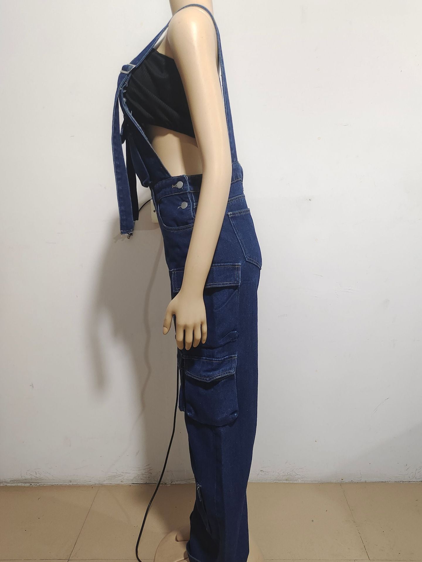 Women Loose Denim Pocket Jumpsuit 11