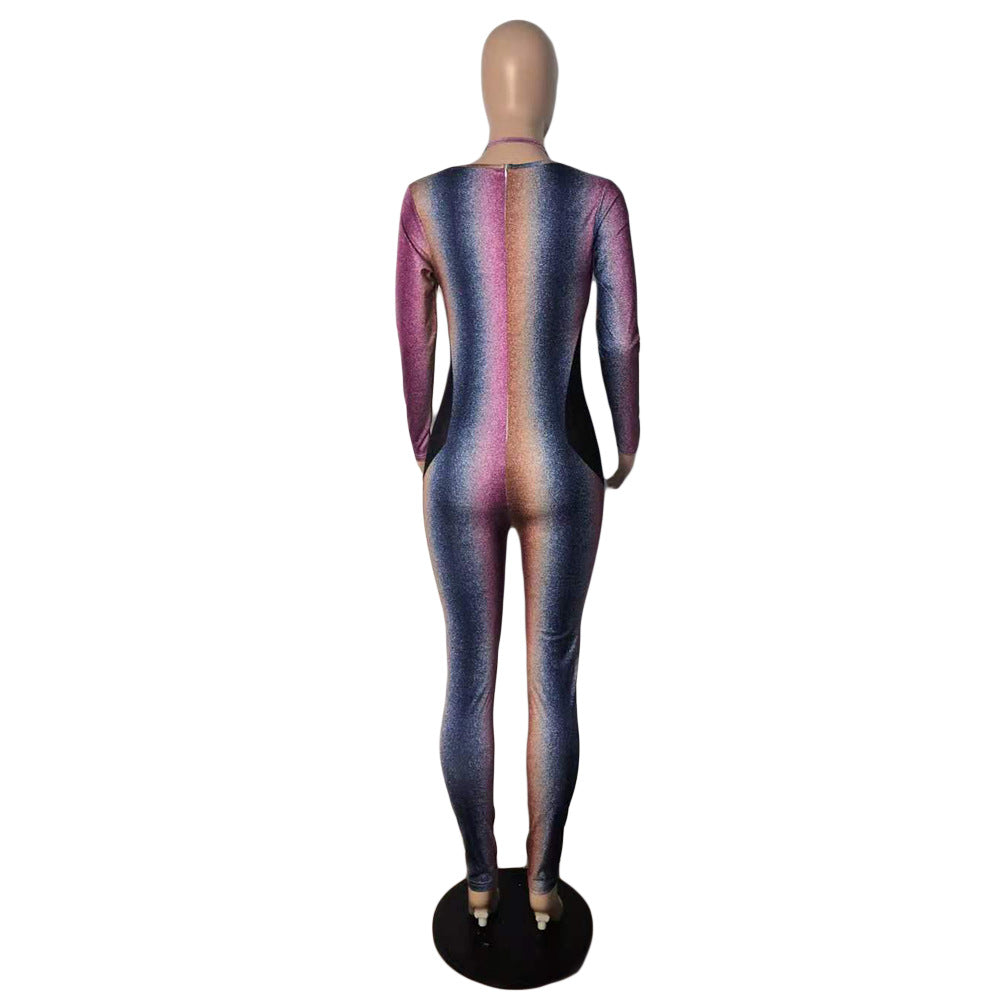 Women's Zipper Sexy Mesh Patchwork Jumpsuit 4