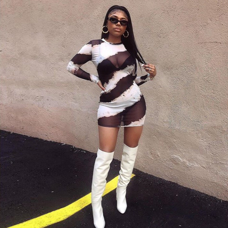 Women Casual Striped Long Sleeve Dress