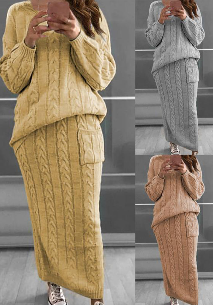Fall and winter Women sweater and Skirt two-piece set