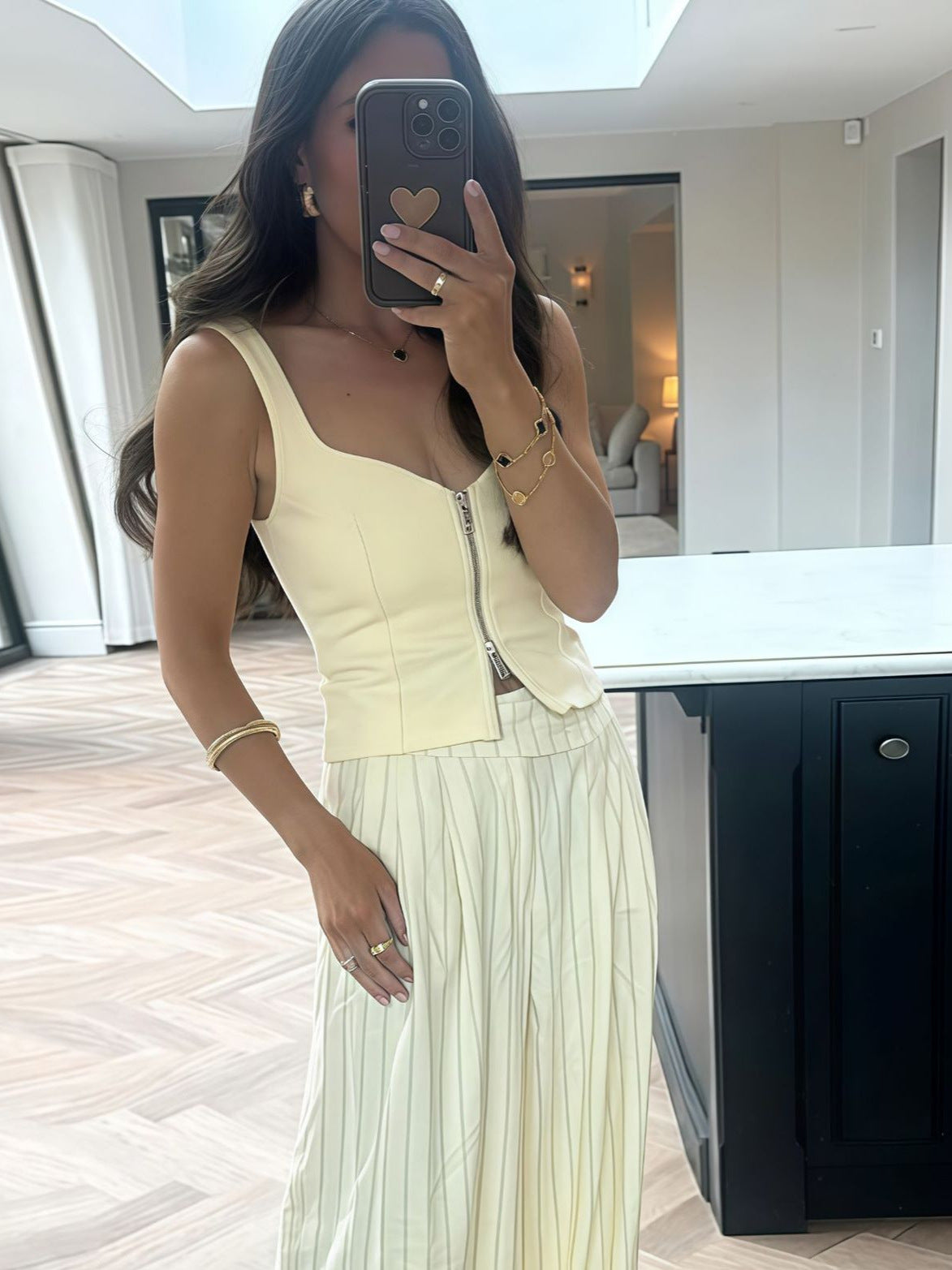 Women zippered vest top with drawstring and shorts two-piece set 8