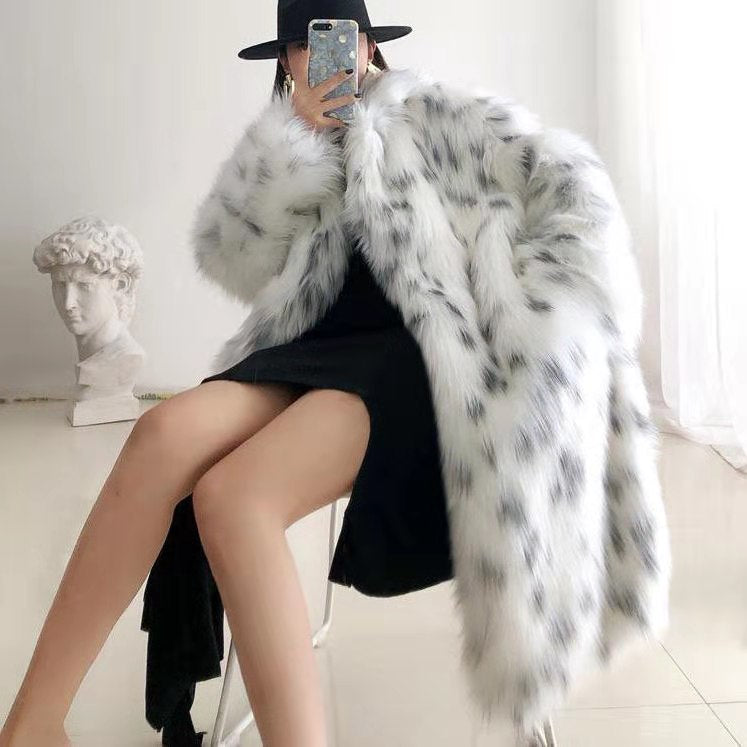 Women's Long Turndown Collar Fox Fur Jacket 4