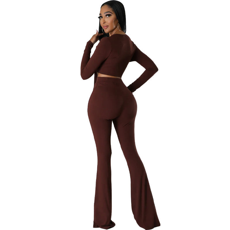Women Autumn Casual Long Sleeve Top and Pant Two-piece Set 7