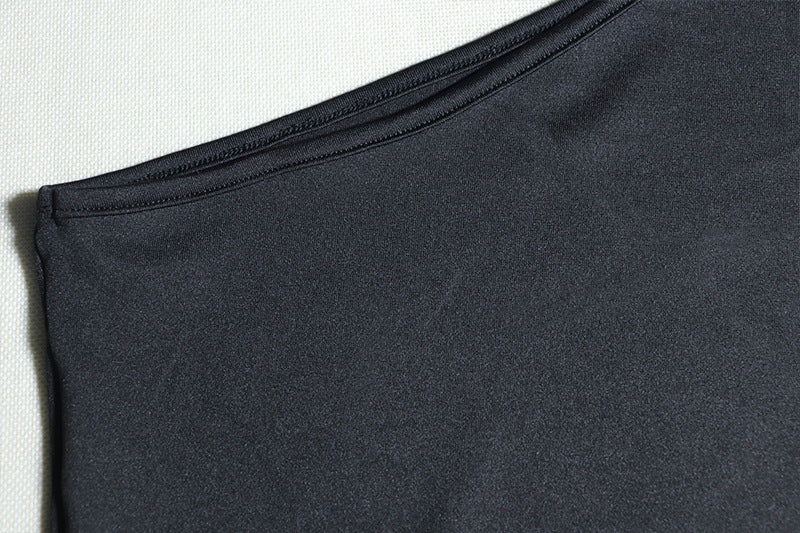 Solid Color Slash Shoulder Long Sleeve Tight Fitting Bodycon dress 15