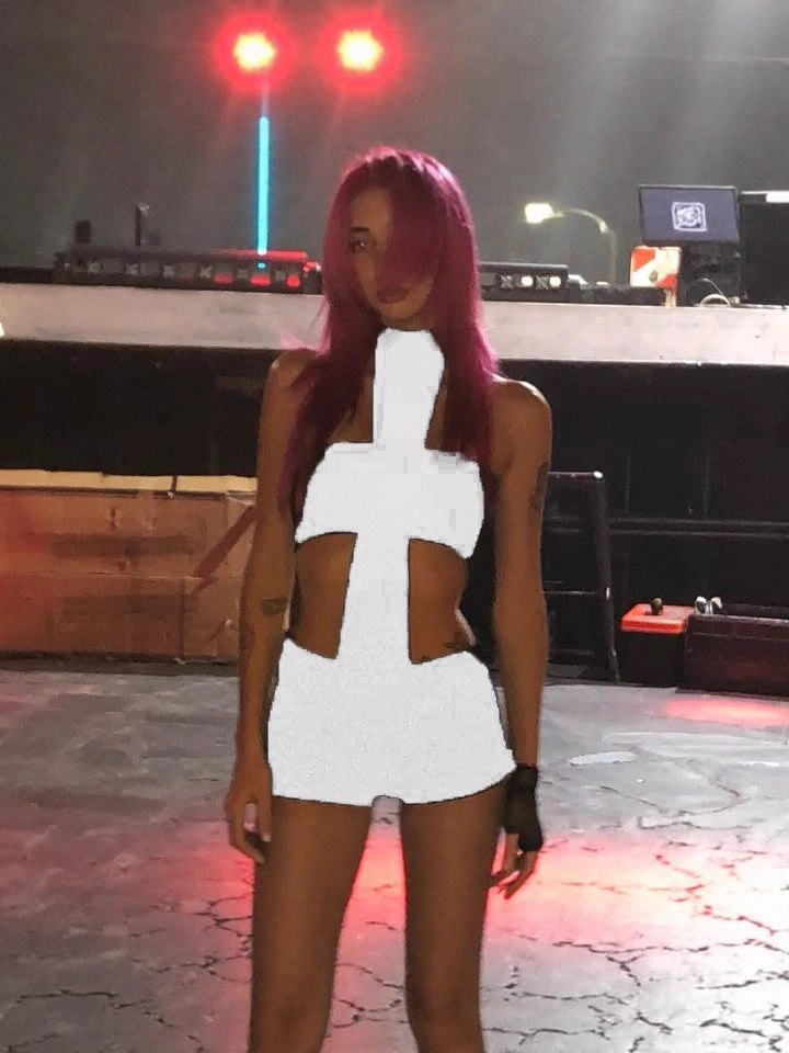 Sexy Slim Halter Neck Strapless Two-Piece Shorts Set 4