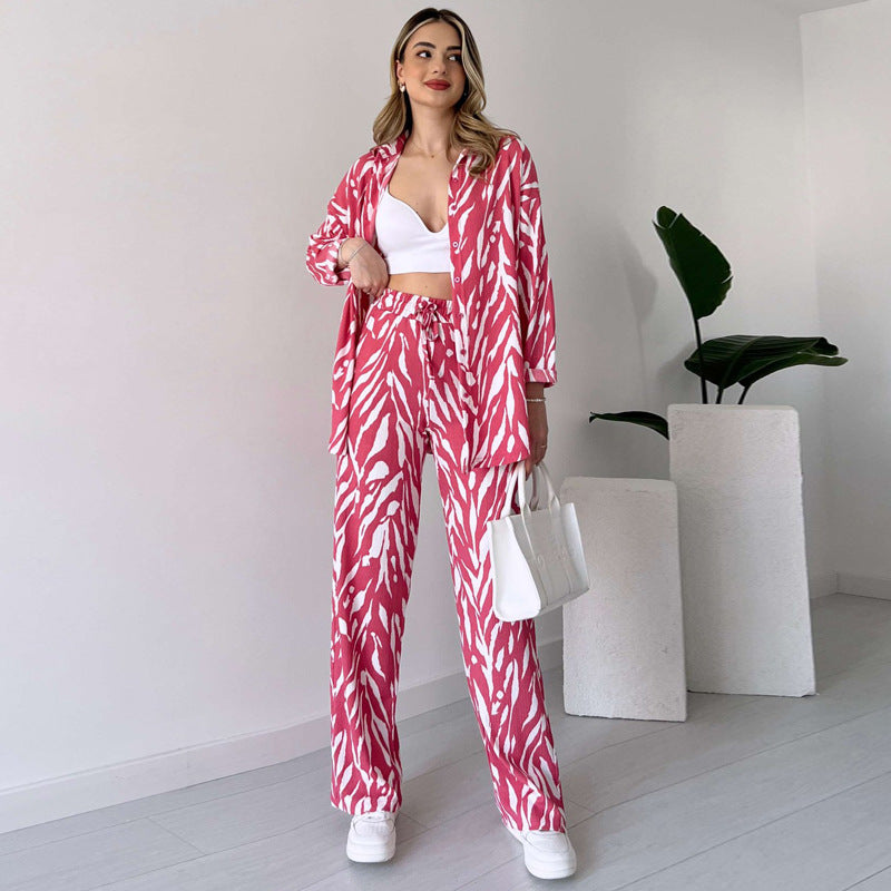 Women long-sleeved Top and long pants two-piece set 8