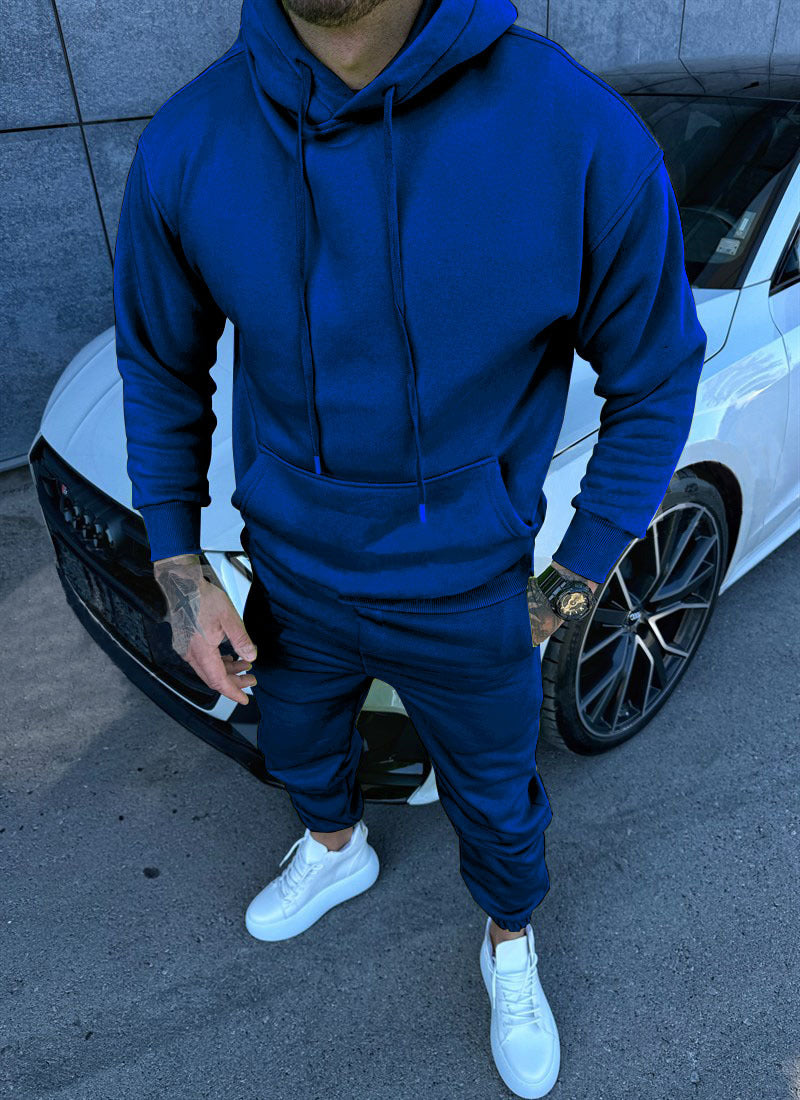 Men's Sports Casual Solid Hoodies and PantTwo Piece Set 8